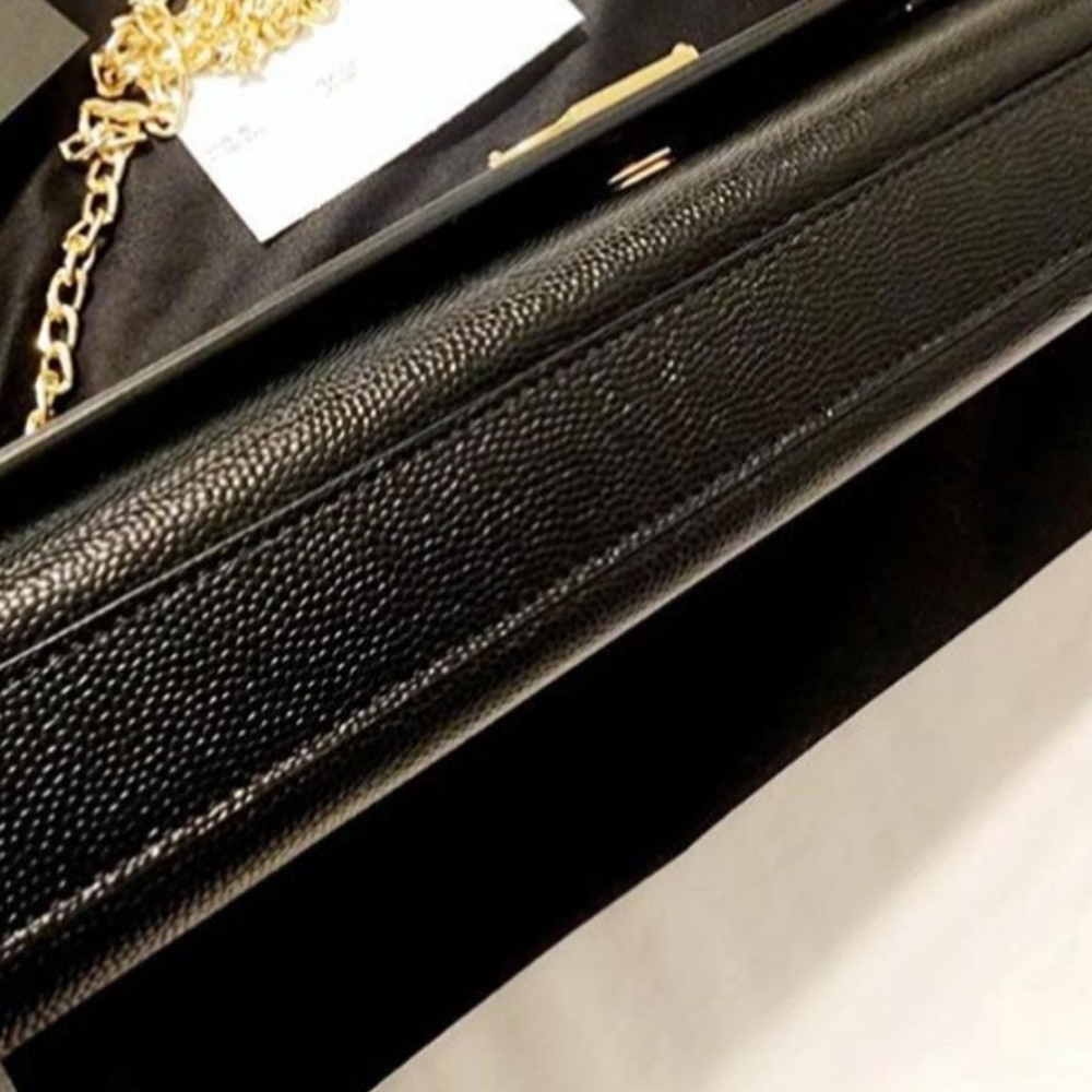 AUTHENTIC YSL Saint Laurent Monogram Kate Cassandre Clutch Cavier Leather Mint!! - Picture 13 of 16